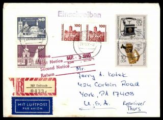 Mayfairstamps Germany 1990 Deglitch Registered To York Pennsylvania Air Mail Cov