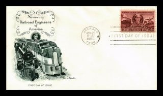 Dr Jim Stamps Us Railroad Engineers First Day Cover Scott 993 Artmaster