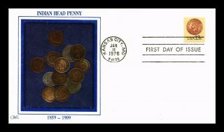 Dr Jim Stamps Us Indian Head Penny First Day Cover Scott 1734 Western Silk
