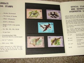 (r86) Kiribati 1983 Birds O.  K.  G.  S Overprints Presentation Pack Mnh