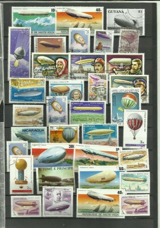 Thematic Stamps Showing Balloons And Airships,  Zeppelin Etc. ,  See 3 Scans
