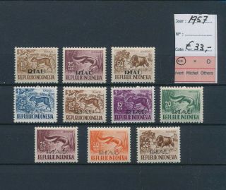 Lk80104 Indonesia 1957 Riau Overprint Wildlife Mnh Cv 33 Eur