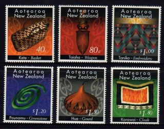 1996 Zealand Nz Maori Crafts Complete Set Of 6 Muh