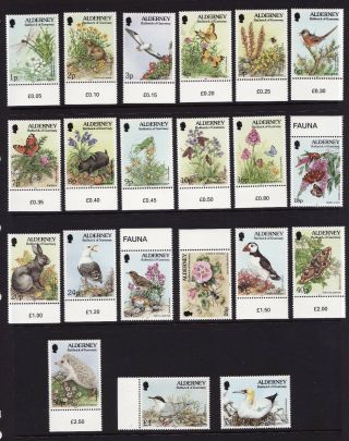 1994 - 98 Alderney,  Flora And Fauna Definitives,  Nh Set Of Stamps,  Sg A60 - 77