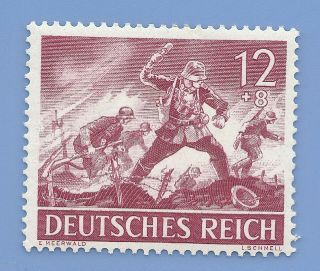 Nazi Germany Third Reich 1943 Nazi Army Soldiers 12,  8 Stamp Mnh Ww2 Era