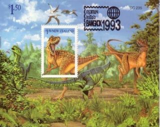 1993 Zealand Nz Dinosaurs Bangkok 93 Show Expo Mini Sheet Muh