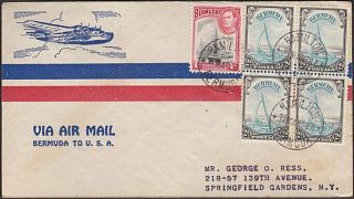 Bermuda 1938 First Flight Cover To Usa. . . . .  55618
