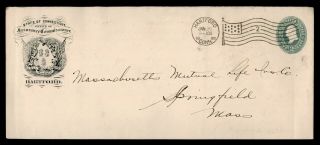 Dr Who 1898 Hartford Ct Flag Cancel Stationery Insurance Commissioner E69163