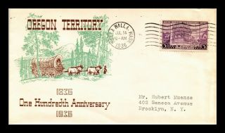 Dr Jim Stamps Us Oregon Territory 100th Anniversary Fdc Plimpton Cover Scott 783