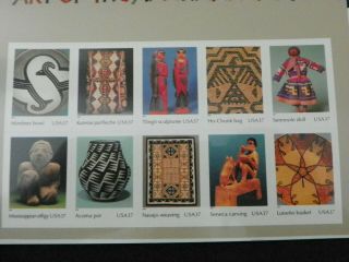 SCOTT 3873 ART OF THE AMERICAN INDIAN SOUVENIR SHEET OF 10 STAMPS SELF ADHESIVE 2