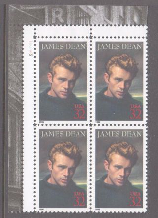 Usa 1996 James Dean Unhinged Block 4 Stamps.