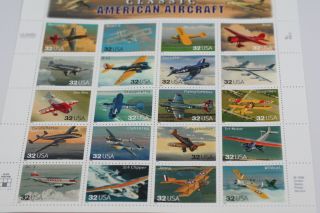Sheet Of Classic American Aircraft 32 Cent Stamps