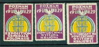 Poland – Three (3) Different - 1929 International Trade Exhibition Labels