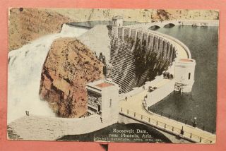 1910 Miami Az Type 1 Cancel Arizona Territory Roosevelt Dam Postcard