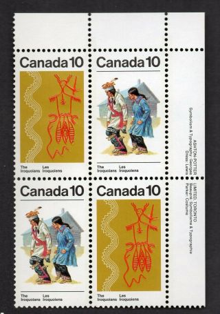 Canada 580 - 581 Mnh Ur Plate Block - Iroquoian Indians