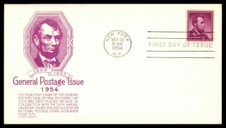 Mayfairstamps Us Fdc 1954 York Abraham Lincoln 4c Issue First Day Cover Wwb7