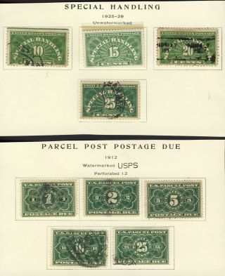 9x Usa United States Stamps 5x Parcel Post Postage Due 4xspec.  Hand.  C.  V=$88.  50