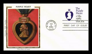 Dr Jim Stamps Us Purple Heart Colorano Silk Fdc Postal Stationery Cover