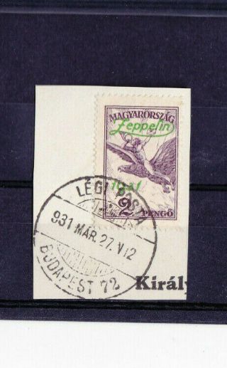 Hungary,  WĘgry,  Magyar Stamps.  1931 Airmail Stamp,  2 Pengo,  Ovpt Zeppelin