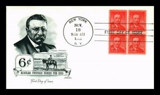 Dr Jim Stamps Us 6c Theodore Roosevelt First Day Cover Block Scott 1039