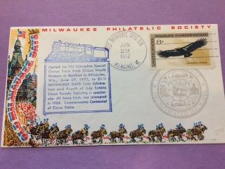 1430 Train Railroad Covers 1972 Fdc Old Milwaukee Special Circus Train