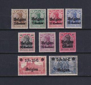 Germany 1914,  German Occupation,  Wwi,  Belgium,  Mi 1 - 9,  Cv €65,  Mlh