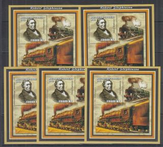 Y694.  5x Mozambique - Mnh - Famous People - Robert Stephenson - Trains