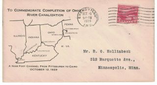 1929 Fdc,  681,  2c Ohio River Canalization,  Planty 39 Cachet - Evansville In