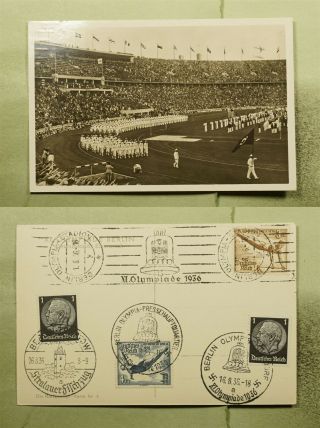 Dr Who 1936 Germany Berlin Olympics Stadium Specialcancel Postcard Rppc E53569