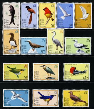 British Indian Ocean Territory 1975 Complete Birds Set Sg 62 To Sg 76