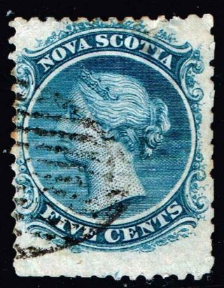 Canada Nova Scotia Stamp 1860 - 1863 Queen Victoria 5p Blue Stamp Thin