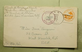 Dr Who 1944 Navy 6th Marine Div Airmail To Usa Wwii Censored E67432