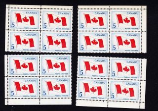 Canada Mnh Block Set,  1965 Flag,  Sc 439