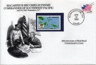 Wwii 1942 Macarthur Supreme Commander Sw Pacific Stamp Cover (usa/danbury)