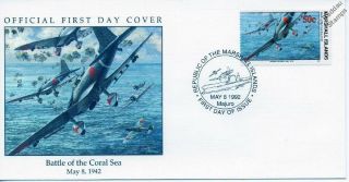 Wwii 1942 Battle Of Coral Sea Japanese Mitsubishi A6m2 Zero Aircraft Stamp Fdc