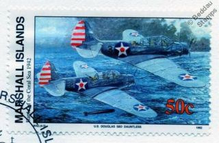 WWII 1942 BATTLE OF CORAL SEA US Navy DOUGLAS SBD DAUNTLESS Aircraft Stamp FDC 3