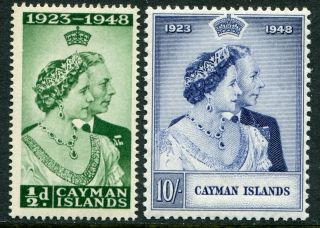 Cayman Is 1948 Silver Wedding Sg 129 - 130 Hinged (cat.  £24.  10 U/m)