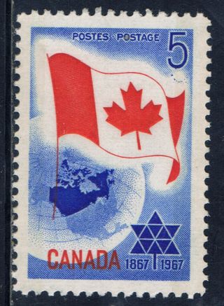 Canada 453p (1) 1967 5 Cent Confederation Centennial Flag W2b Tagging Mnh