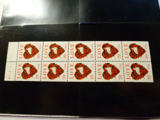United States Scott 2814a,  The 29c Love Booklet Pane Of 10