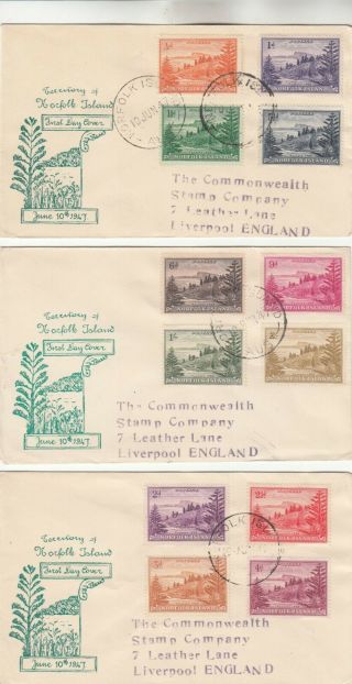 3 Norfolk Islands First Day Covers