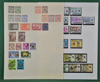 Malaya Negri Sembilan Stamps Mixed Selection On 2 Pages (a51)