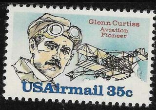Scott C100 Us Air Mail Stamp 1980 35c Glenn Curtiss Mnh