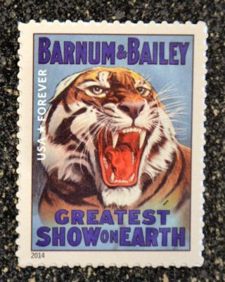 2014usa 4903 Forever Vintage Circus Posters Stamp - Tiger Nh