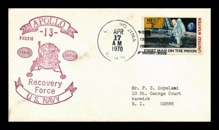 Dr Jim Stamps Us Apollo 13 Navy Recovery Space Event Cover Uss Iwo Jima 1970
