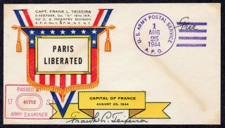 1944 Liberation Of Paris August 23rd - Teixeira Wwii Patriotic Pd207