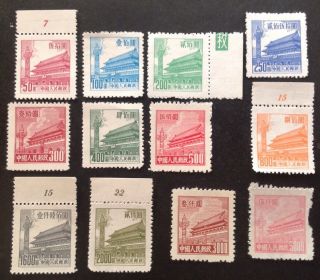 China 1950 Gate Of Heavenly Peace 12 X Stamps Worth A Closer Look