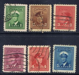 Canada 249/255 (1) 1942 1 - 5 Cent King George Vi Set Of 6