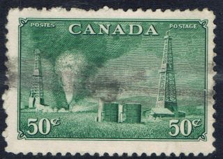 Canada 294 (2) 1950 50 Cent Dull Green Oil Wells Light Cancel Cv$1.  75
