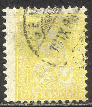 Switzerland 63 - 1881 15c Lemon ($450)
