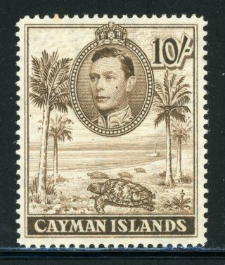 Cayman Islands Mh Selections: Scott 111 10sh Dark Brown Kgvi Cv$20,